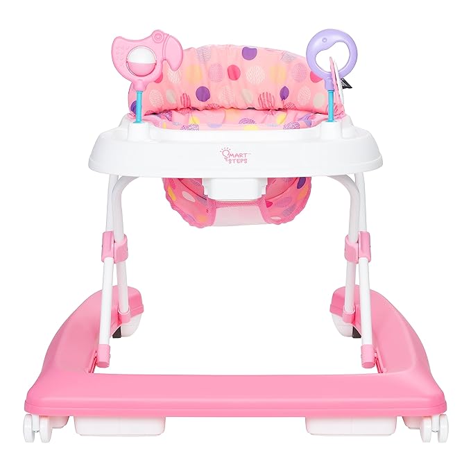 Smart Steps Trend Activity Walker and Entertainer with Removeable Toys, Large Tray, Cup Holder, Adjustable Height and Flat Fold Frame for Storage, Ages 6 Months +, Orbits Rose