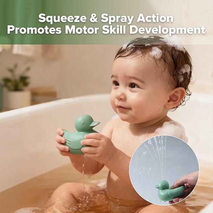 haakaa Dinky Splash Duck Silicone Baby Bath Toy, Detachable & Mold Free Food Grade Silicone Bath Ducks Toys, BPA-Free Squeeze Bathtub Toys,Floating Bath Tub Toys for Babies 6m+