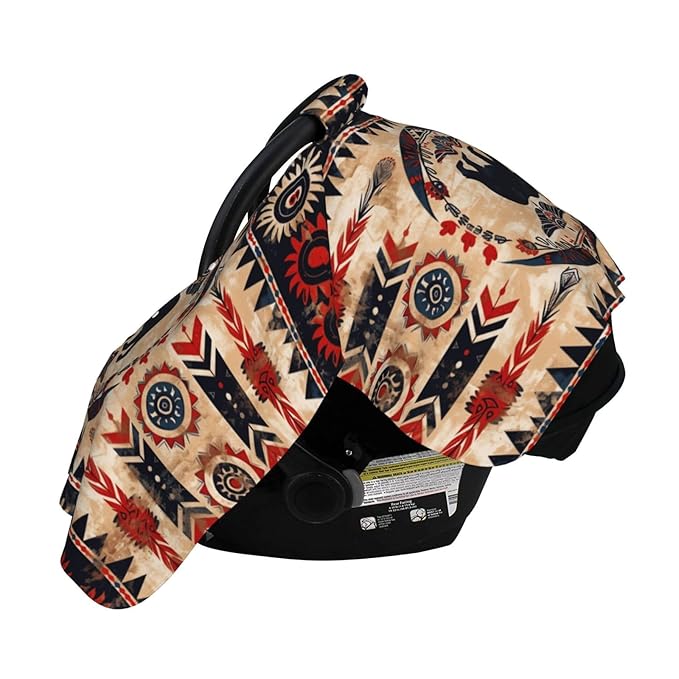 Native Southwest American Bear Car Seat Canopy Cover, Universal Fit for Infant Car Seats，Breathable,Multi-Use Nursing Cover, Gift Ready