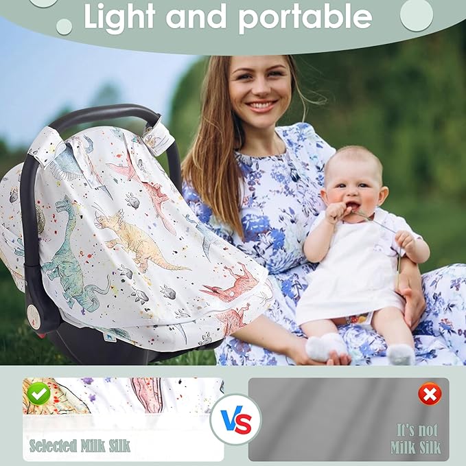 Baby Car Seat Cover, Infant Carrier Canopy for Boys Girls with Two Way Zipper Windproof 3 Modes with Extra Large Mesh Window for Stroller Car Seat (Style 1)