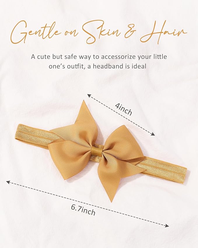 jollybows 40pcs Baby Girls Hair Bows Headbands Grosgrain Ribbon Hair Band Accessories for Infants Newborn Toddler (4In)