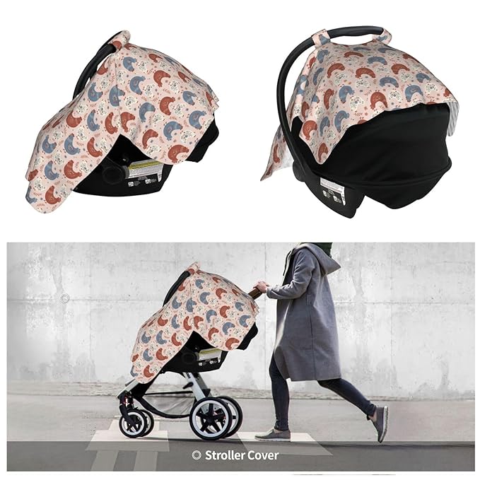 Halloween Cute Cartoon Bat Baby Car Seat Canopy and Nursing Cover for Breastfeeding Multi-Use Cover Lightweight Infant Stretchy Carrier Carseat Winter Cover for Newborn Girls Boys