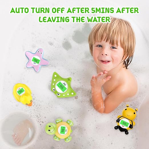 Baby Bath Thermometer, Digital Water Temperature Thermometer with 3 Color Backlit and Temperature Warning, Safety Bath Tube Thermometers Floating Toy for Infant, Toddler