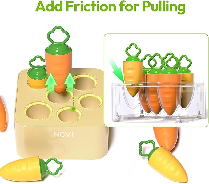 NCVI Baby Carrot Bunny Picking Toy for Harvest Games, Food-Grade Silicone Montessori Educational Carrot Pulling Sorting Toy for Toddler 6 Months+, Christmas Easter Gift Basket Stuffers Fillers