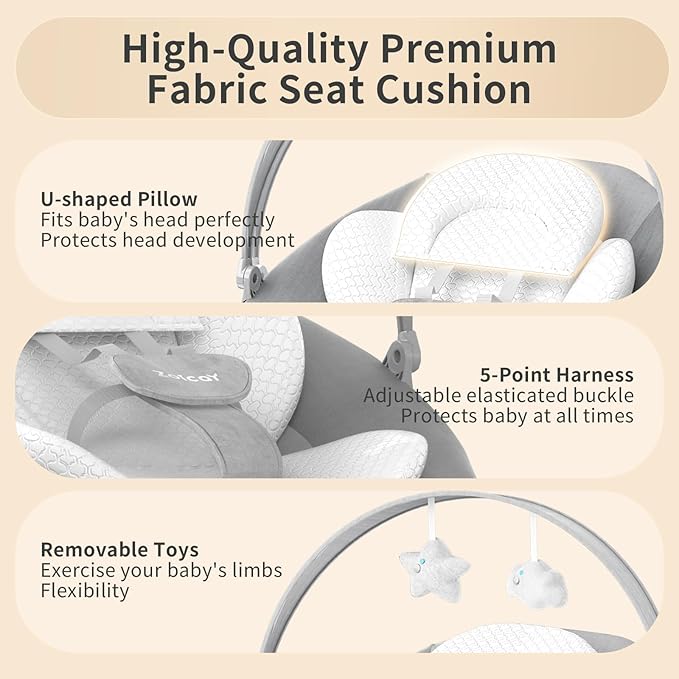 Baby Swings for Infants, Zoicay Electric 3D-Motion Baby Swing with 9 Modes & 8 Speeds, 360° Rotating Seat, APP & Remote Control, 6 Lullabies, Portable Infant Swing for Indoor and Outdoor(Gray)