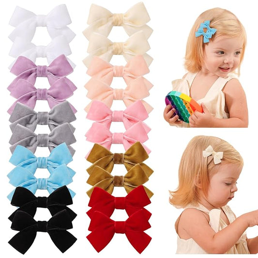 jollybows 20pcs 2inch Velvet Baby Hair Clips Handmade Christmas Hair Bows for Girls Alligator Clips Hair Accessories for Infants Toddlers Kids Teens
