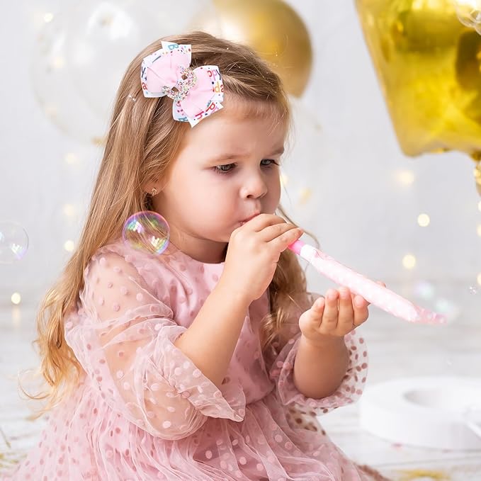 2pc Glitter 3rd Birthday Party Gift Hair Bows 3.5" Cute Sparkly Happy Birthday Ribbon Hair Clips Sprinkle Confetti Bow Hair Barrettes Dress Decor Accessory for Teens Toddler Girls Kids