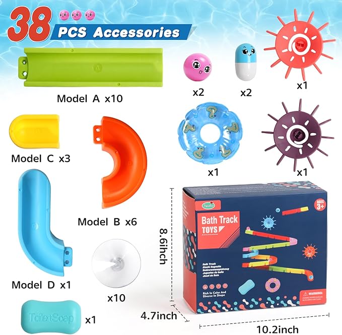 Fajiabao Bath Toys for Kids Ages 4-8 3-5 Toddler Bath Toys City Car Slide Fun DIY Bathtub Shower Birthday GITS for Kids 2-4 5 6 7 Year Old Boys Girls(Classic Edition)