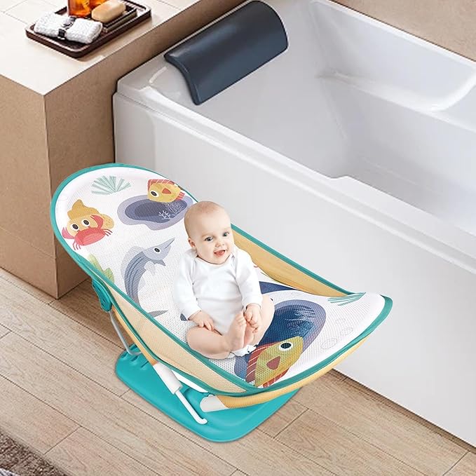 Foldable Toddler Bather - Bathtub Foldable Toddler Bath Bather Seat | Foldable Baby Bather with Bath Stand | Toddler Folding Shower Rack for Bathtub Counter Sink Bathroom