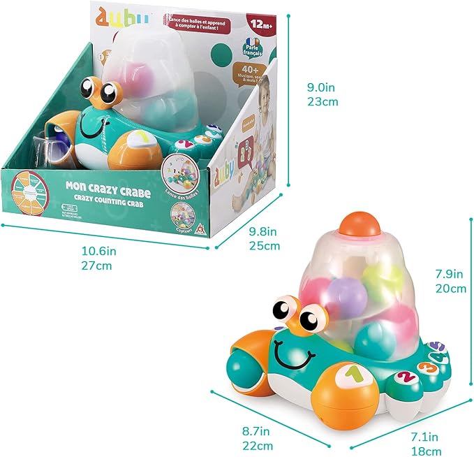 auby Crab Baby Toy Crab Ball Launcher for Babies 12+, Multi-Colour