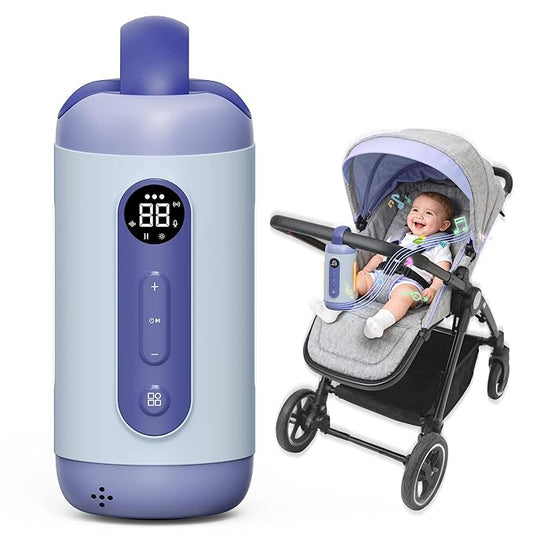 Rechargeable Hands-Free Baby Rocker & Sleep Soother – Portable Vibration Device with 6 Levels, 21 Melodies & Smart Sensor – Fits Most Strollers, Car Seats & Baby Gear, Travel Essential for Newborns