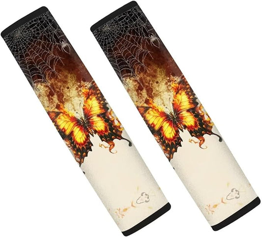 AFPANQZ Golden Butterfly Seat Belt Pads Covers Universal Fit for Truck Vans Sedans SUVs Safety Seatbelt Pad Cushion Comfortable Driving Car Seats Accessories One Pair