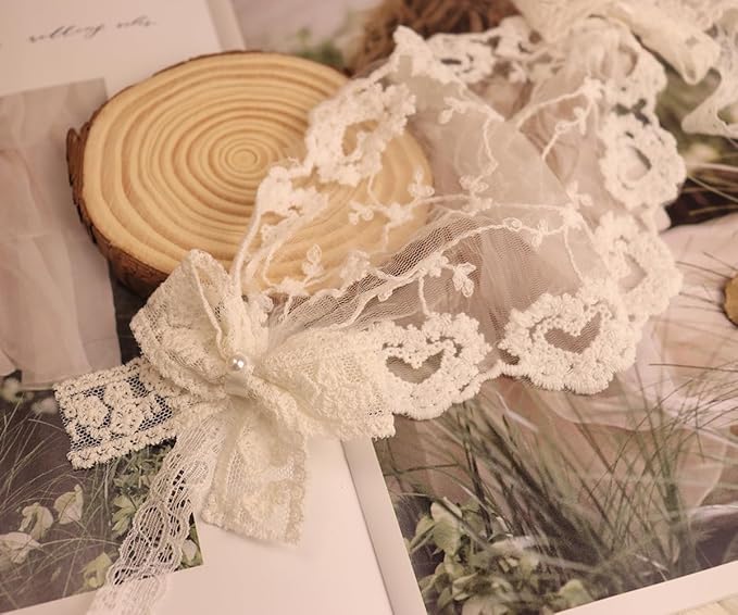 Baby Girls Lacy Bow Headband Soft Breathable Lace Hairband for Toddlers Infant Baptism Christening Beanie Cap Wide Turban Wedding Party Shower Gifts (Style 7)