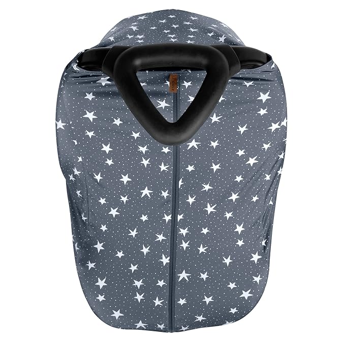 JJ Cole DreamGuard Packable Car Seat Canopy - Breathable and Adjustable Infant Car Seat Cover - Stars