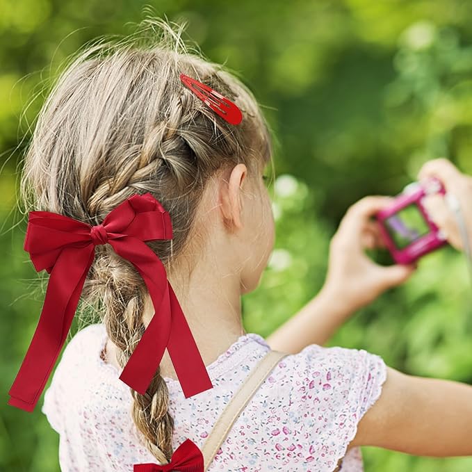 LACGO Pack of 37 School Uniform Hair Accessories - Hair Bow Clips Grosgrain Bow Headband Ribbon Alligator Ponytail Holder for Toddlers Teen Girls Uniform Christmas Party Prom (Burgundy)