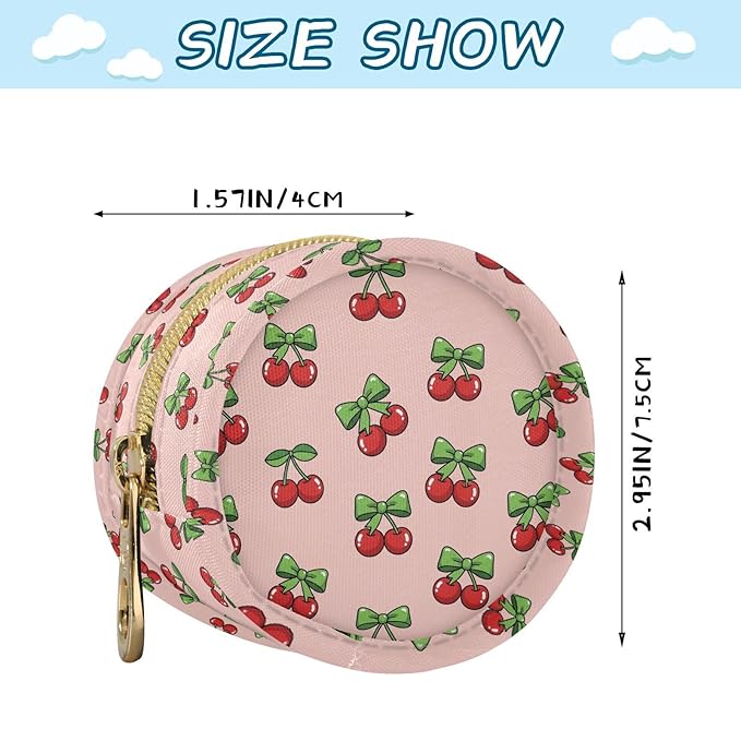 Cute Cherries Bows Pink Print Pacifier Holder Case for Diaper Bag Portable Travel Pacifier Storage Case with Clip Newborn Baby Pouch for Baby Boys Girls Purse Outdoor