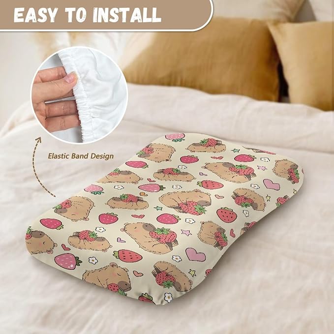Strawberry Capybara Snuggle Me Lounger Cover for Baby Boys and Girls, Cute Lounger Pillow Covers, Newborn Infant Nest Slipcover 31.5'' x 21.3''