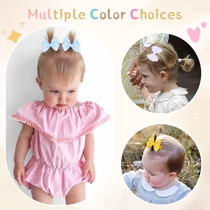 48PCS 2inch Baby Hair Clips, Oaoleer Baby Girls Fully Lined Hair Pins Tiny Hair Bows Alligator Clips for Girls Infants Toddlers 24 Colors in Pairs (Style G-48pcs)