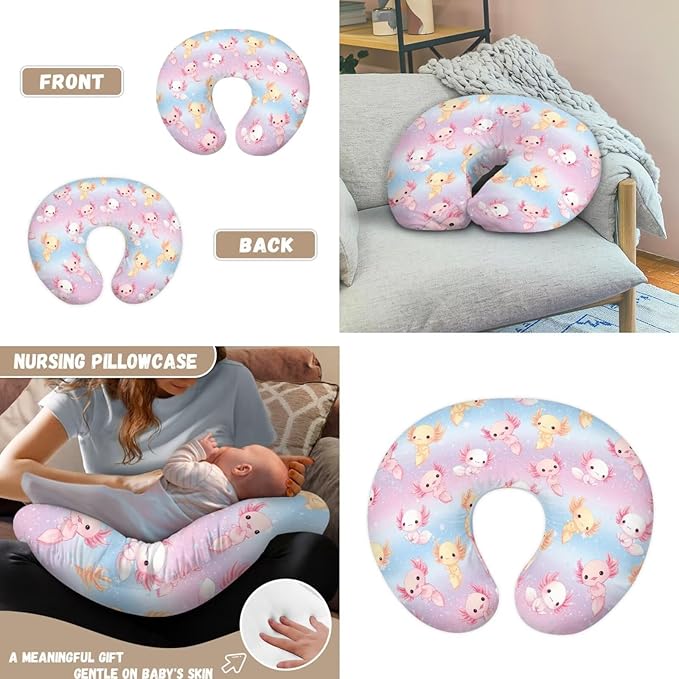 Axolotl Carseat Canopy Cover Replacement Durable Baby Nursing Pillow Cover 2pcs Baby Essentials Sets Cute Babies Shower Stuff for Newborn Baby Feeding Essentials