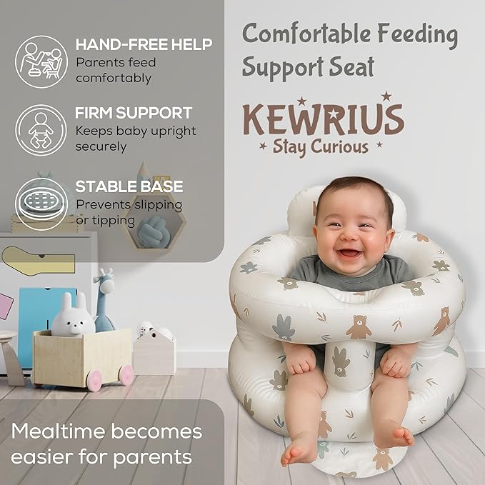 Inflatable Baby Seat with Soft Safety Barrier, Blow Up Baby Chair with Built in Pump for Babies