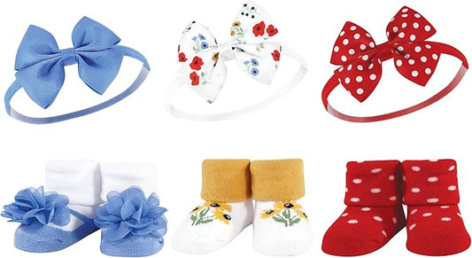Hudson Baby Girl's Headband and Socks Giftset