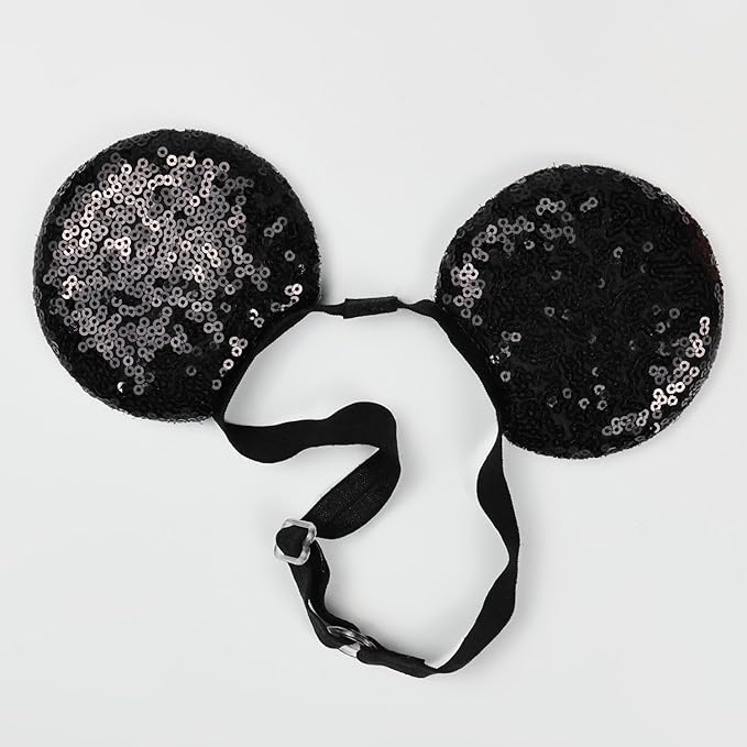 Adjustable Mouse Ears Headband, Sequin Ears Elastic Hairband for Unisex Kids Baby Boys Girls Toddlers Party Festival Supplies