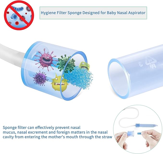 POPYJAN Nasal Aspirator Hygiene Filters 100PCS, Replacement for NoseFrida Nasal Aspirator Filters Safe Environmental, BPA, Phthalate & Latex-Free (100 Count +Tweezer)