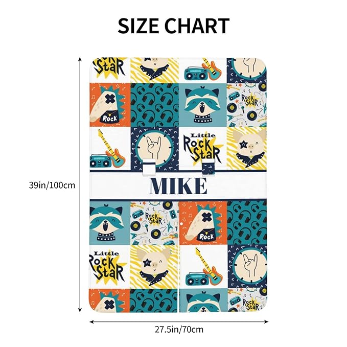 Personalized Baby Car Seat Canopy for Boys and Girls, Custom Name Baby Car Seats Covers for Babies, Opening Minky Nursing Breastfeeding Stroller Cover Infant Carseat Canopies for Newborn (Rock Theme)