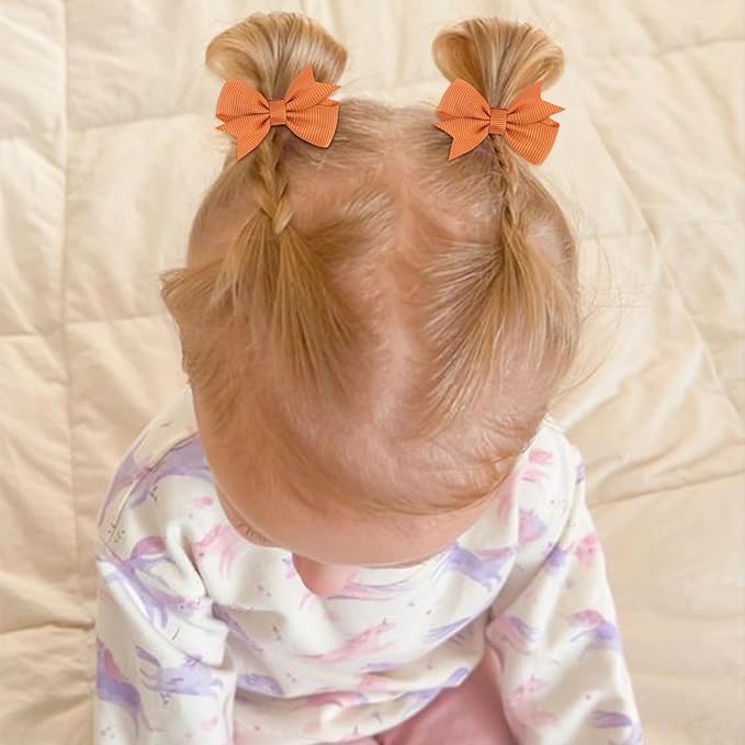 24PCS 2inch Hair Clips, Oaoleer Girls' Fully Lined Tiny Bows Alligator Clips for Infants Toddlers (12 Colors, Style D)