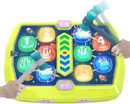 WAYKEE Whack Game Mole for Toddlers, Toys for 3-10 Year Old Boys Girls, Interactive Toddler Boy Girl Toys with 3 Modes & 2 Hammers, Sound & Light, Birthday Xmas Gifts for 3 4 5 6+ Year Old Boys Girls