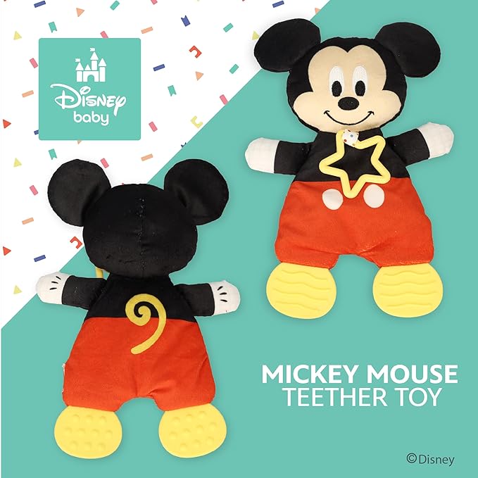 Kids Preferred Disney Baby Mickey Mouse Plush and Sensory Crinkle Teether Toys for Newborn Baby Boys and Girls 10 inches