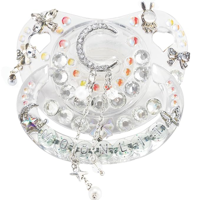 CutiePlusU Adult Sized Pacifier Dummy Crystal DIY Handmade-White