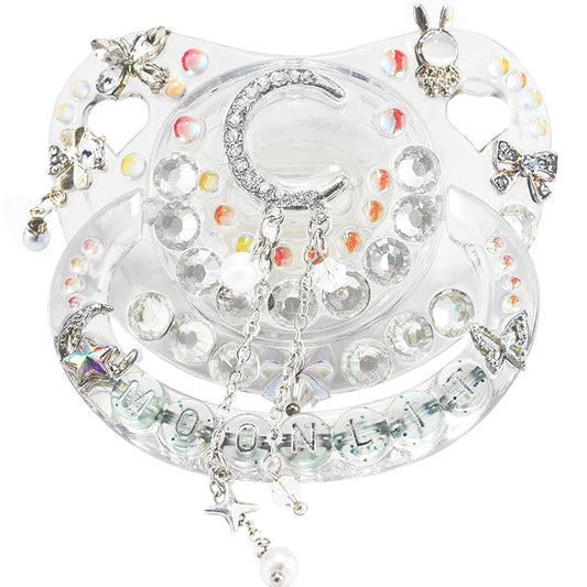 CutiePlusU Adult Sized Pacifier Dummy Crystal DIY Handmade-White