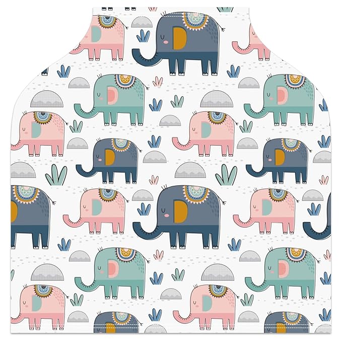 Baby Car Seat Stroller Covers Cute Elephants Nursing Cover Breastfeeding Scarf Soft Breathable Stretchy Coverage Carseat Canopy Cover for Boys and Girls Soft Breathable Multi Use