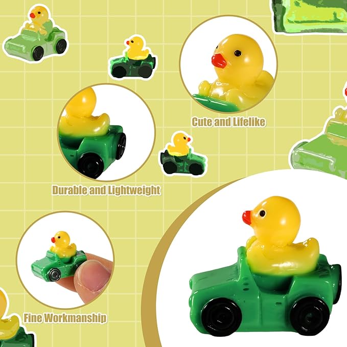 30pcs Ducks in a Car, Resin Car Ducking Set Cute Mini Car Ducks Unique Resin Ducks Micro Landscape Duck Mini Ducks Car Dashboard Decor for Home Car Office Decor(Dark Green)