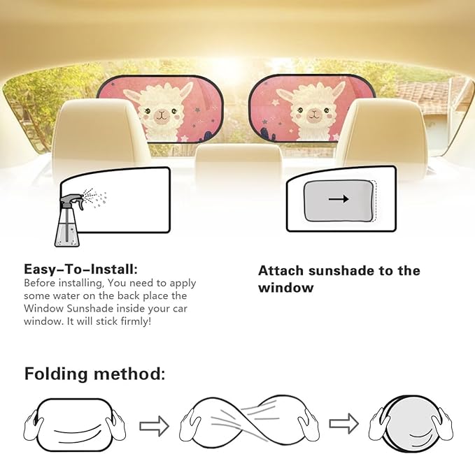 Bulopur Cute Sheep Window Shades for Car Car Sun Shade Side Window 2 Pack Easy to Install Window Shade Baby in Car Glare Shield Protection for Most Vehicle, SUV, Truck, Car