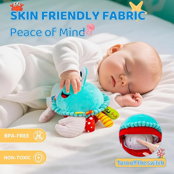 Baby Toys 12-18 Months, Musical Crawling Toys Baby Crab Plush Toy, 50 Songs & Recording Feature, Dancing Bouncing Interactive Baby Sensory Toddler Toys 6-12 Months, Tummy Time Toys for 1 Year Old Gift