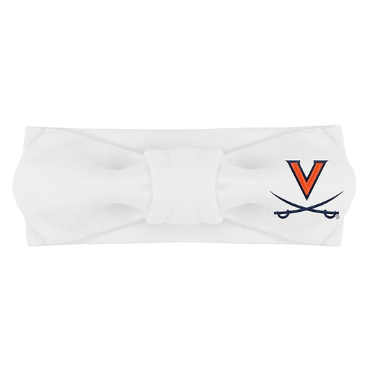 Creative Knitwear Virginia Cavaliers Infant Girls White Striped Hair Knot Headband Embroidered Logo - Size Newborn - 4T