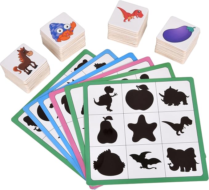 Wooden Shape Matching Games, Shadow Matching Puzzle Games Montessori Wooden Sorting and Stacking Toys, Children's Image Play Toys, Boys, Girls Preschool Learning Toys Activity Gifts (White)