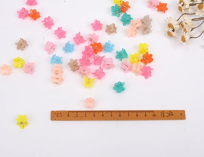 50 Pcs Colorful Mini Hair Claw Small Hair Clips Clamps Hair Accessories for Baby Girl Decorative Bun Tiny Hair Clips (Set-B)