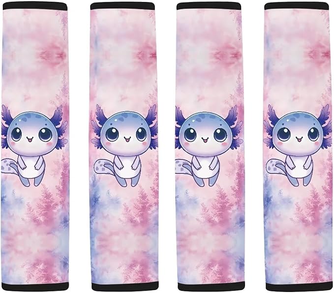 Car Seat Belt Pads Covers,Seatbelt Shoulder Strap Covers for Adult,2 Pack Standard Size Blue Axolotl Print