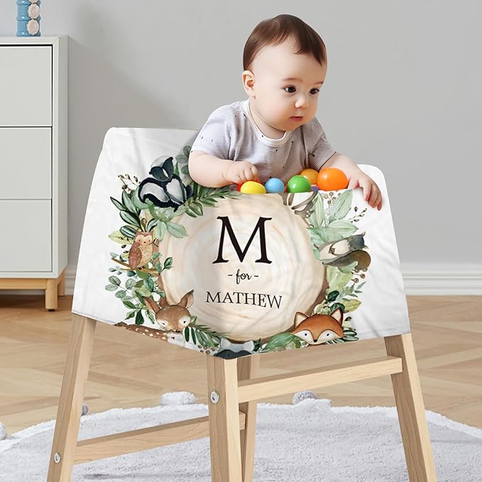 Personalized Baby Car Seat Cover Stroller Canopy: Custom Name Newborn Baby Boy Girl Elastic Woodland Animals Nursing Cover for Moms First Birthday Gift Bear(one Size)