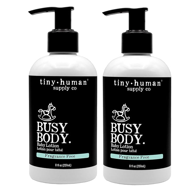 Tiny Human Supply Co Busy Body Baby Lotion 8oz, 2 Pack, Fragrance Free, Natural Ingredients, No Added Dyes, Parabens or Phthalates