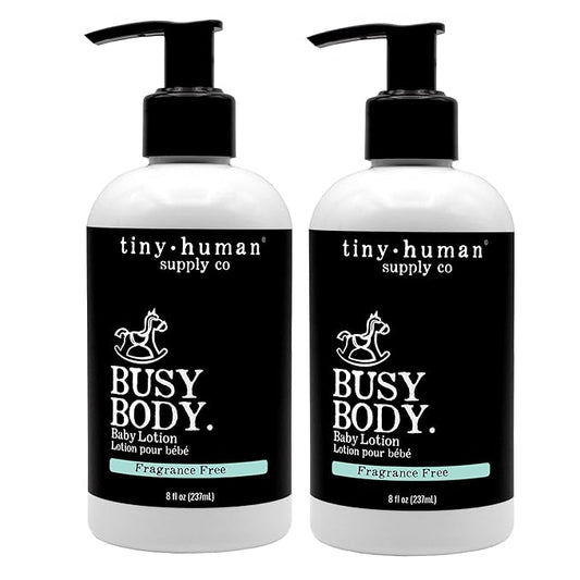 Tiny Human Supply Co Busy Body Baby Lotion 8oz, 2 Pack, Fragrance Free, Natural Ingredients, No Added Dyes, Parabens or Phthalates