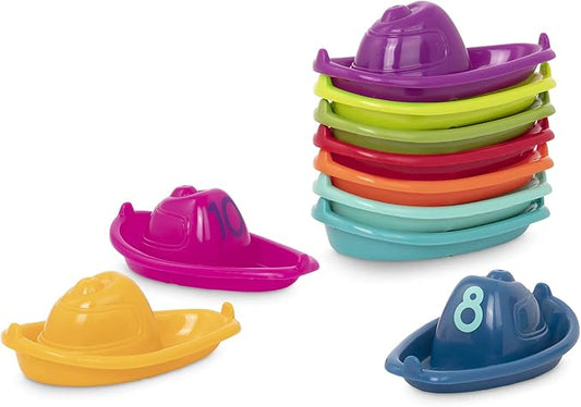 Battat – 10 Stackin' Bath Boats – Numbered & Stackable Bathtime – Floating Toys for The Bath, Pool, Beach – Educational Toys – 6+ Months