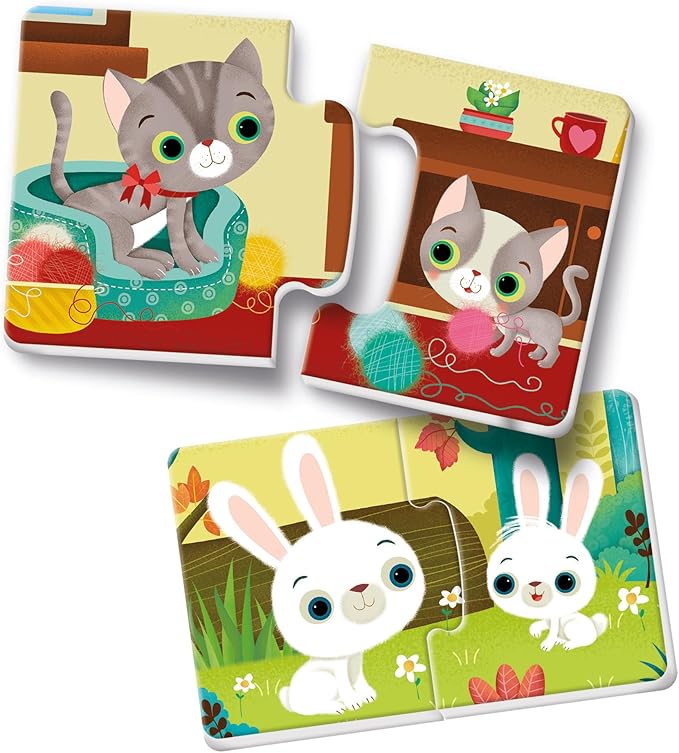 Clementoni Animals and Their Little | Contains 16 Mini Puzzles and 1 Guide. | 2 Years | 52786