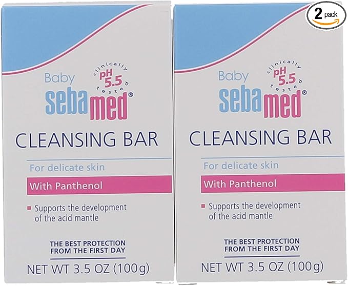 SEBAMED Baby Ultra Mild Cleansing Bar Pack of 2 - Hypoallergenic Non-irritating Cleanser with Vitamins and Amino Acids 3.5 Ounces (100g) 2pk