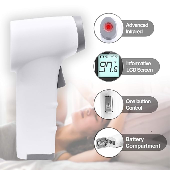 FT50 Non Contact Thermometer Infrared Fever Monitor Screen Display for Adults Kids Batteries Warranty