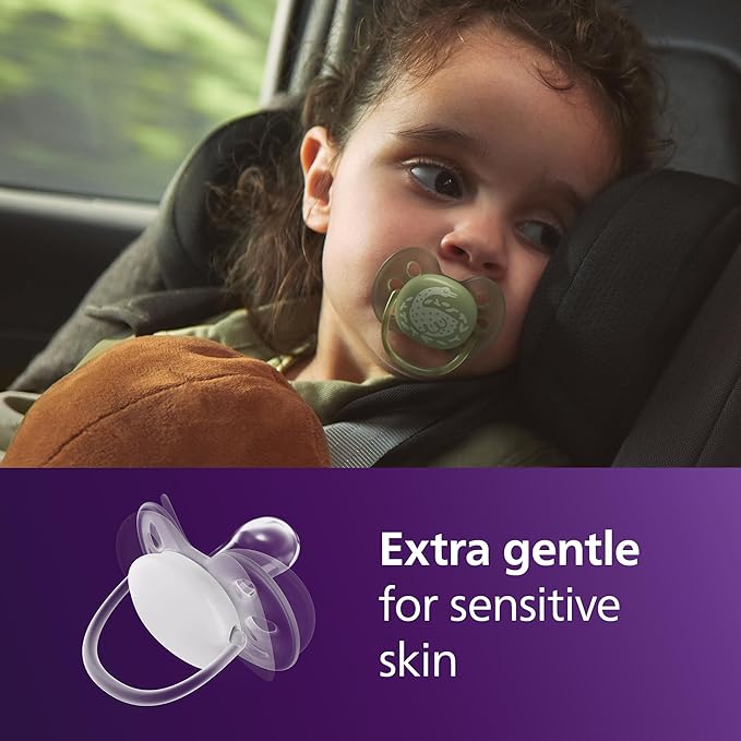 Philips Avent Ultra Soft Pacifiers - Orthodontic Design, for Babies 18 Months+, Flexible Shield, Extra-Firm Silicone Symmetrical Nipple, BPA-Free, with 2 Sterilizing Cases, 48 Pack, SCF093/07