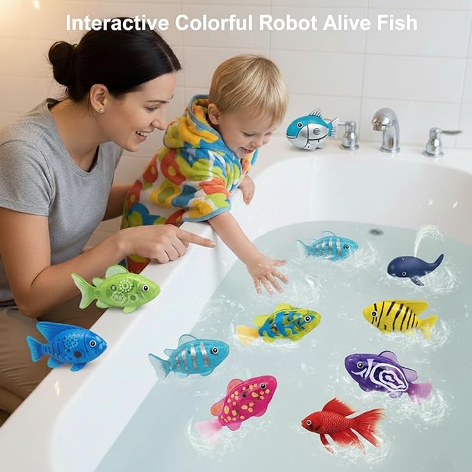 Magic Water-Activated Glowing Swimming Fish, Neon Deep-Sea Disco, Interactive Colorful Robot Fish, Swimming Robotic Luminous Function, Waterproof Aquarium Bath Time Fun(Pink)
